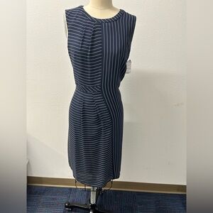 Christopher & Banks Blue and White Halter Sheath Dress